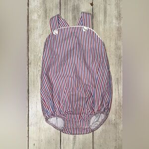 Southern Sunshine Kids red white blue striped sunsuit romper 9m boys boutique